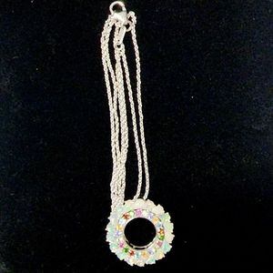 Ethiopian Welo Opal, Multi Gemstone Circle Pendant Necklace